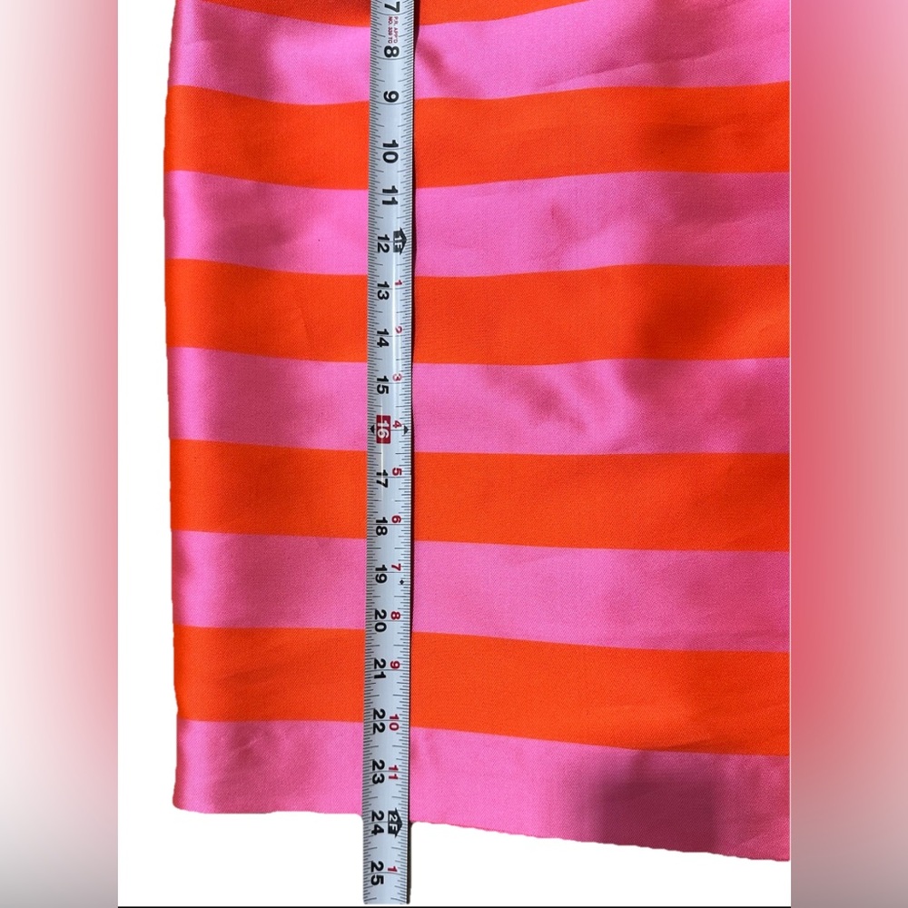 Doncaster NWT Pink Orange Striped Pencil Skirt 2 Silk Blend Midi Career Party - Picture 5 of 11